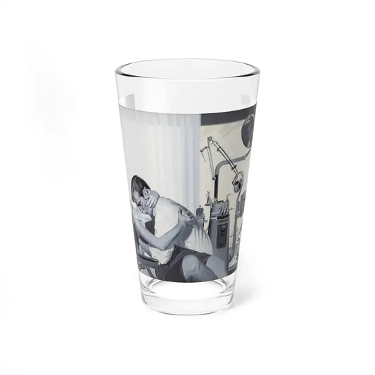 Love at the Dentist's Office, Men's Magazine Illustration - Pint Glass 16oz 16oz - Go Mug Yourself