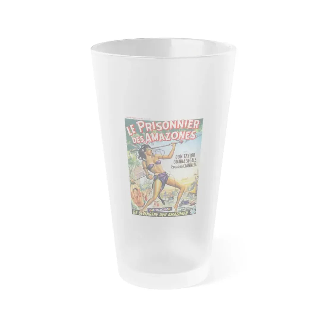 LOVE SLAVES OF THE AMAZON (BELGIAN) 1957 Movie Poster - Frosted Pint Glass 16oz Default Title - Go Mug Yourself