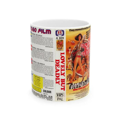 LOVELY BUT DEADLY (VHS COVER) - White Coffee Mug 11oz - Go Mug Yourself