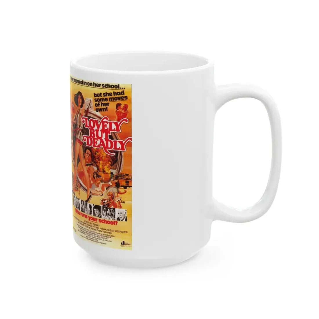 LOVELY BUT DEADLY (VHS COVER) - White Coffee Mug - Go Mug Yourself