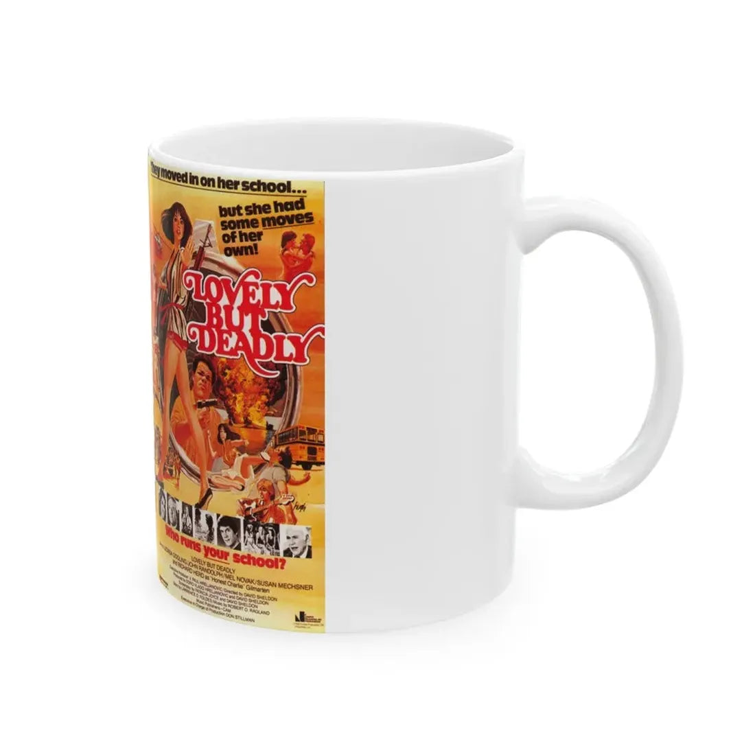 LOVELY BUT DEADLY (VHS COVER) - White Coffee Mug - Go Mug Yourself