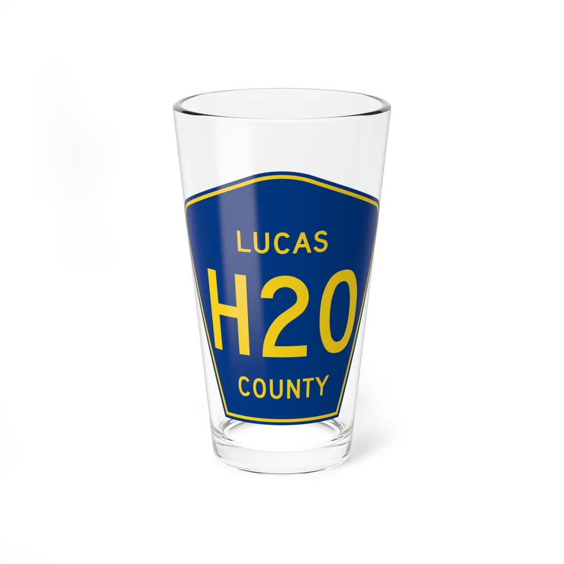 Lucas County Route H20 IA (Iowa) (Road Sign) Pint Glss 16oz 16oz - Go Mug Yourself