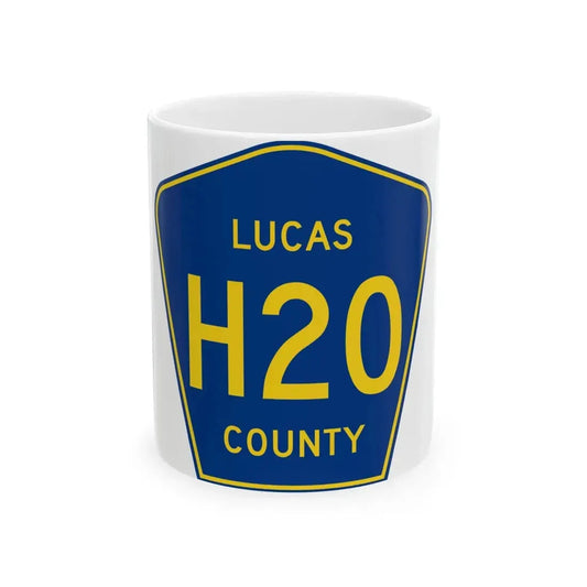 Lucas County Route H20 IA (Iowa) (Road Sign) White Coffee Mug 11oz - Go Mug Yourself