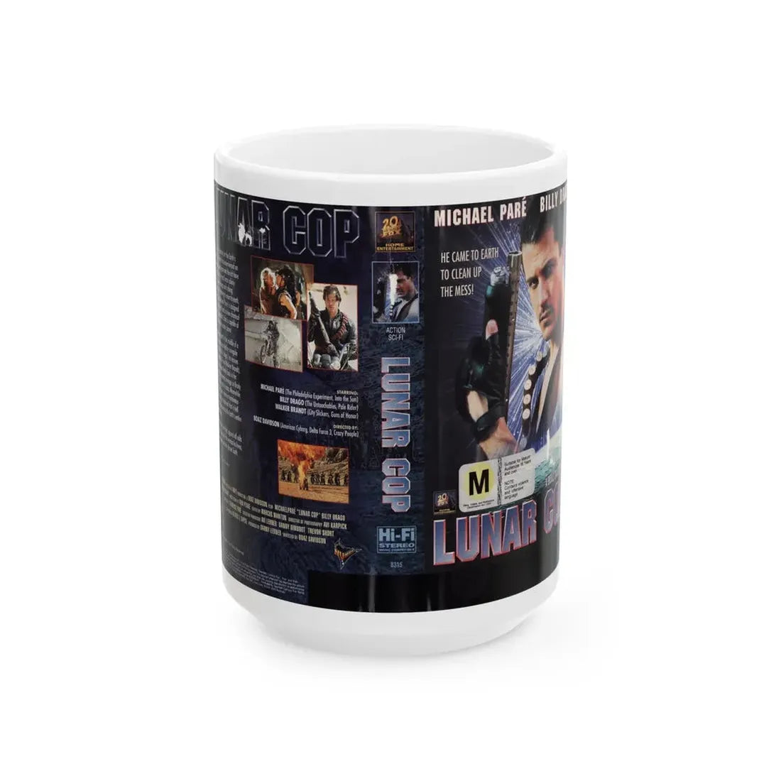 LUNAR COP (VHS COVER) - White Coffee Mug 15oz - Go Mug Yourself