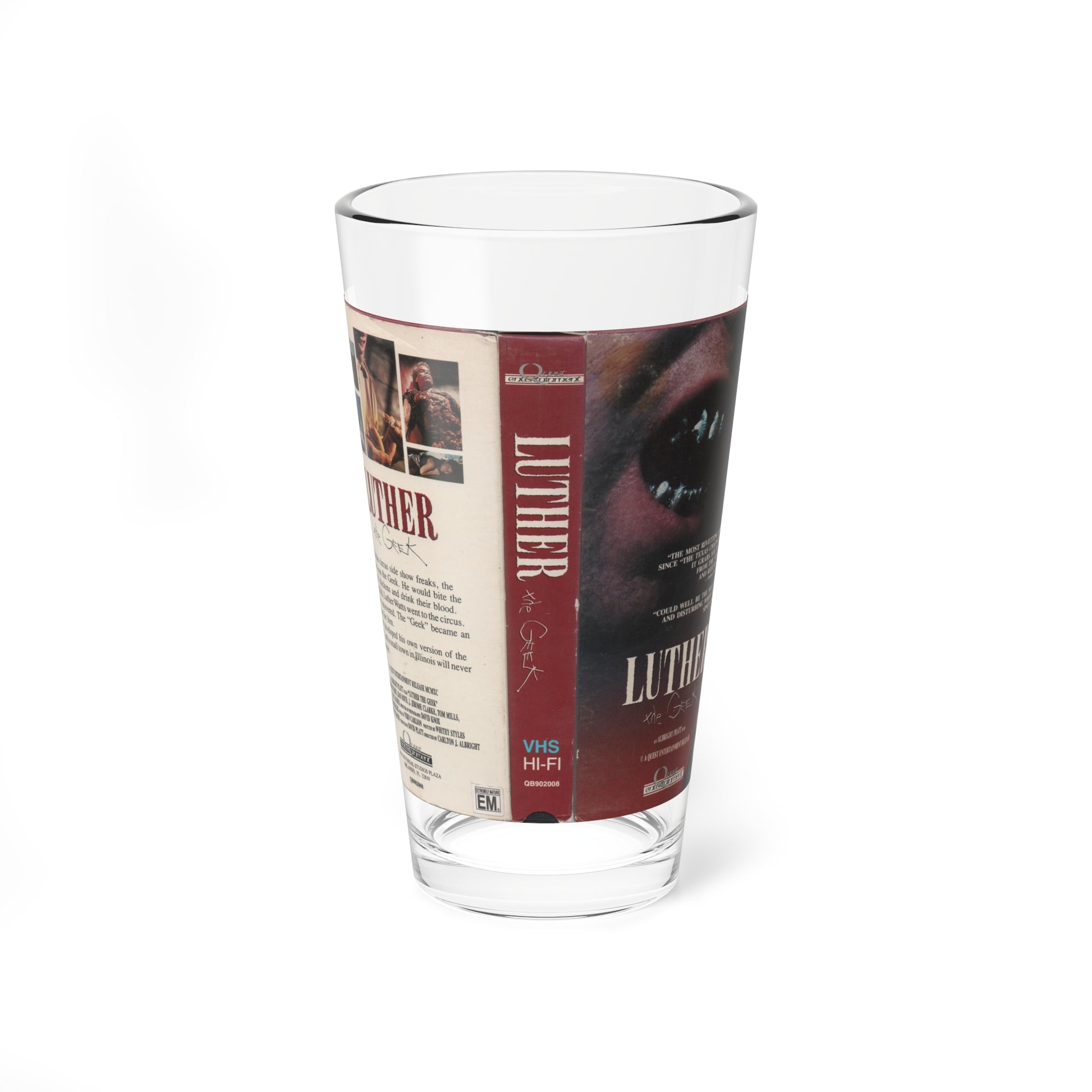 LUTHER THE GEEK (VHS COVER) Pint Glass 16oz-16oz-Go Mug Yourself