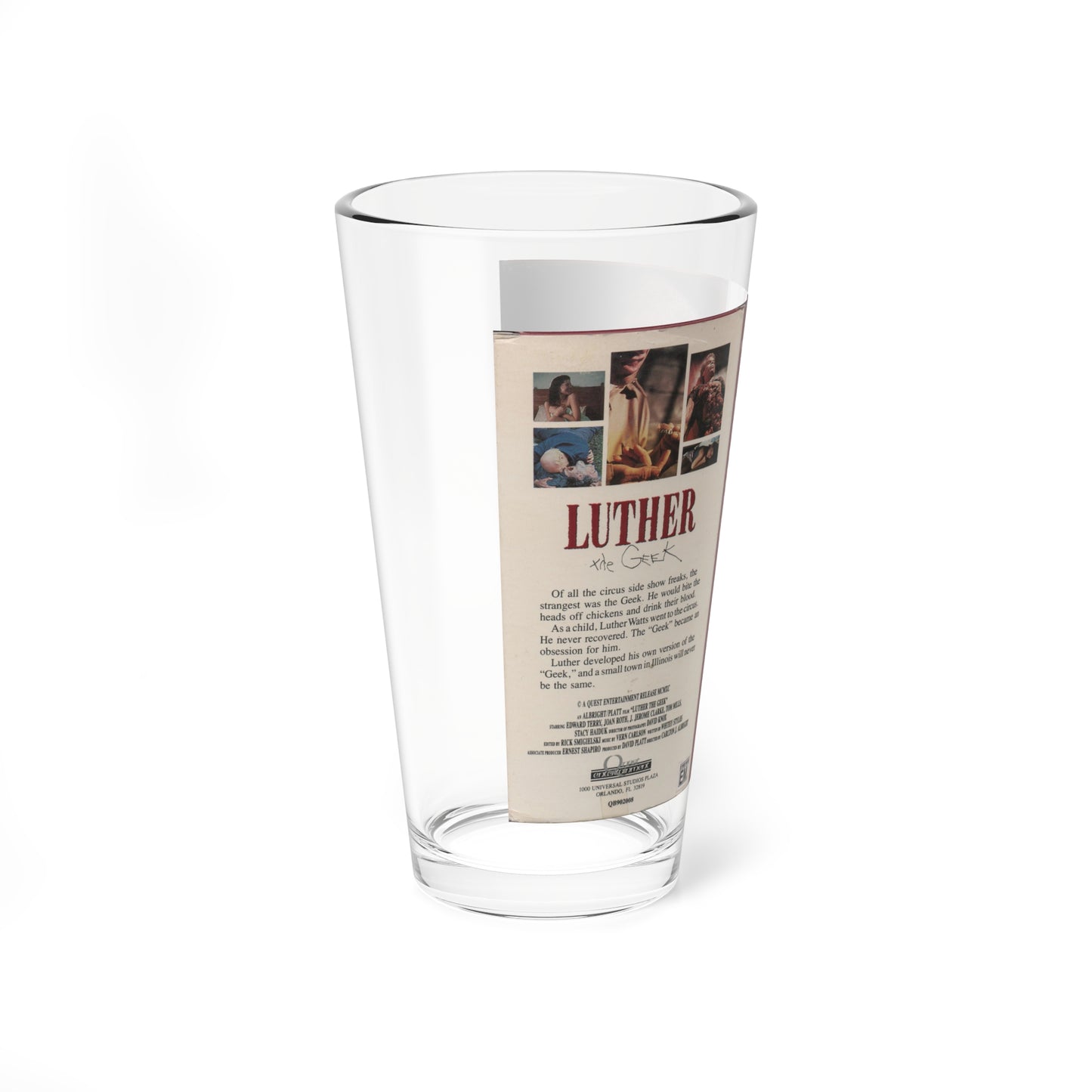 LUTHER THE GEEK (VHS COVER) Pint Glass 16oz-Go Mug Yourself