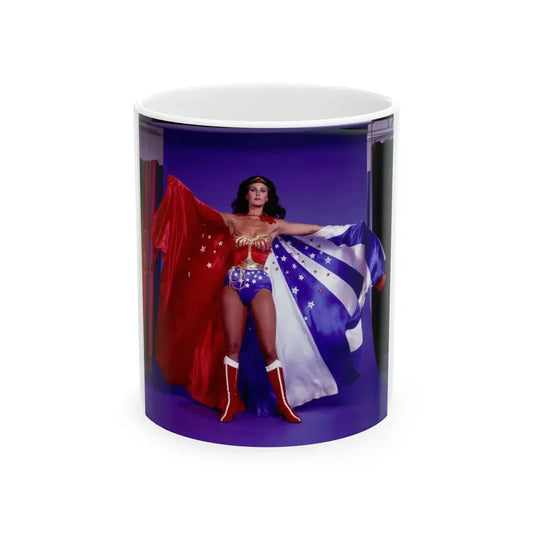 Lynda Carter #156 - Wonder Woman Photo (Vintage Female Icon) White Coffee Mug 11oz - Go Mug Yourself