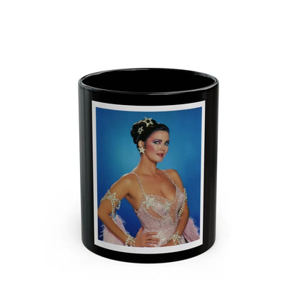 Lynda Carter #166 (Vintage Female Icon) Black Coffee Mug-11oz-Go Mug Yourself