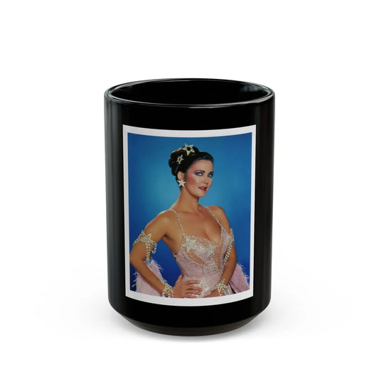 Lynda Carter #166 (Vintage Female Icon) Black Coffee Mug-15oz-Go Mug Yourself