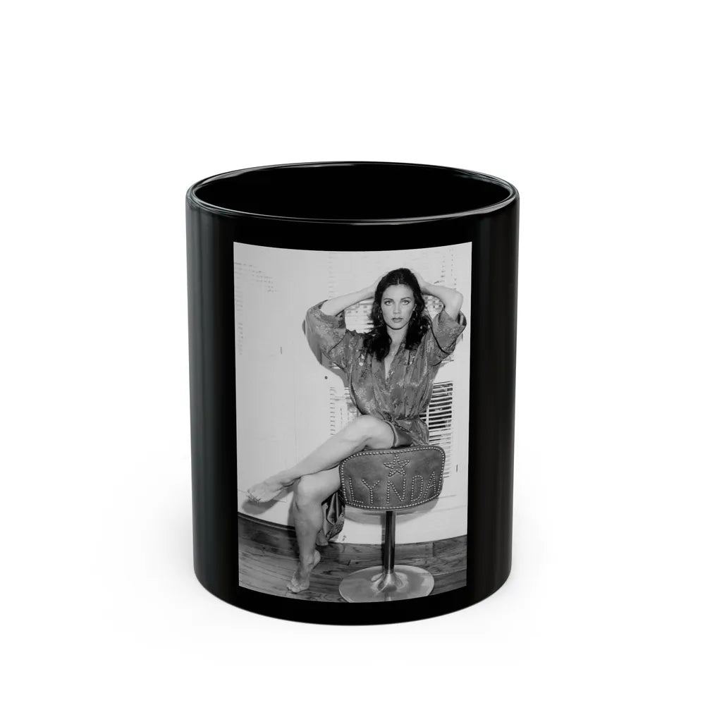 Lynda Carter #172 (Vintage Female Icon) Black Coffee Mug-11oz-Go Mug Yourself