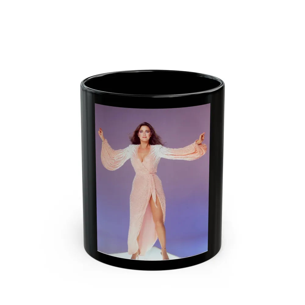 Lynda Carter #178 (Vintage Female Icon) Black Coffee Mug-11oz-Go Mug Yourself