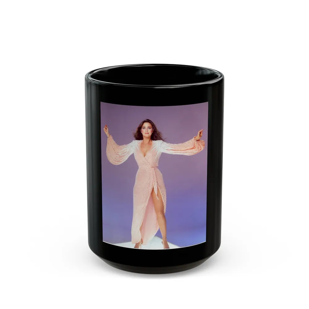 Lynda Carter #178 (Vintage Female Icon) Black Coffee Mug-15oz-Go Mug Yourself