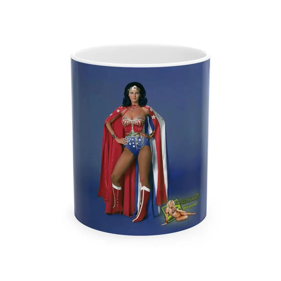 Lynda Carter #188 - Wonder Woman Photo (Vintage Female Icon) White Coffee Mug 11oz - Go Mug Yourself