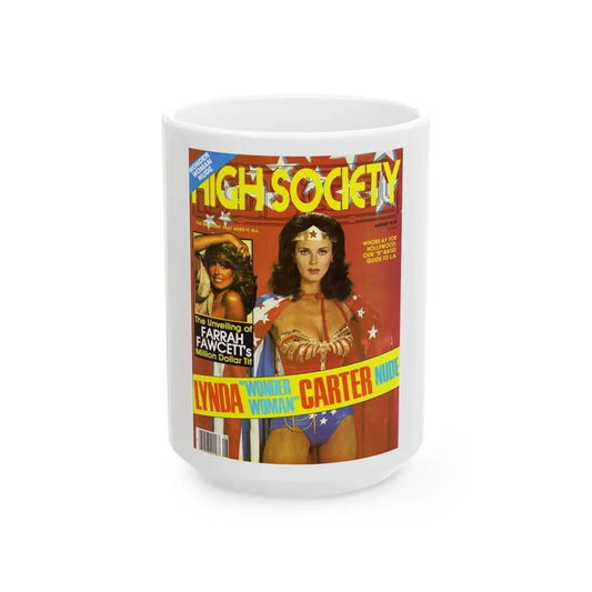 Lynda Carter #189 - Mag. Cover (Vintage Female Icon) White Coffee Mug 15oz - Go Mug Yourself