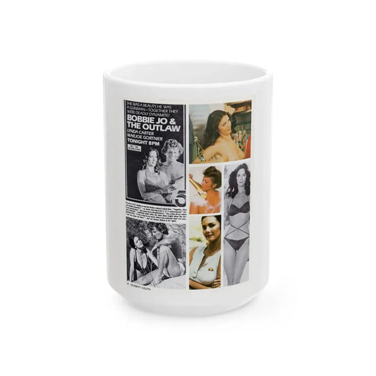 Lynda Carter #198 - Magazine Spread (Vintage Female Icon) White Coffee Mug 15oz - Go Mug Yourself