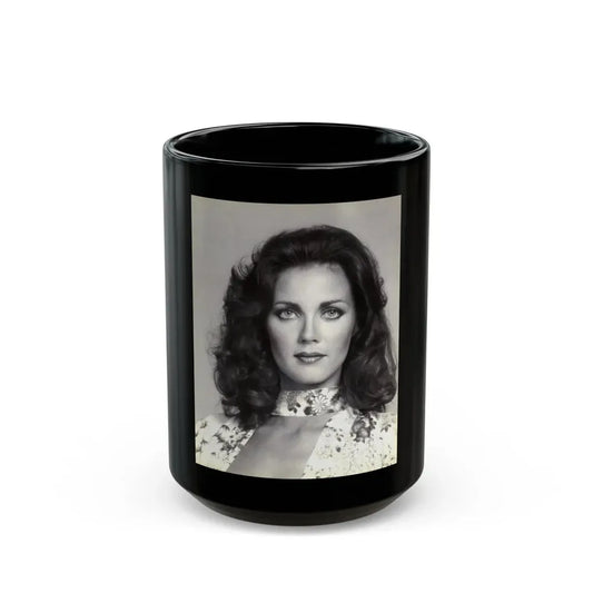 Lynda Carter #198 (Vintage Female Icon) Black Coffee Mug 15oz - Go Mug Yourself