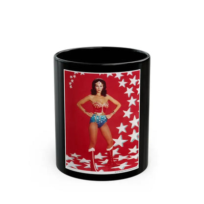 Lynda Carter #200 - Wonder Woman Photo 1 (Vintage Female Icon) Black Coffee Mug 11oz - Go Mug Yourself