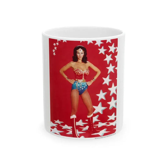 Lynda Carter #200 - Wonder Woman Photo 1 (Vintage Female Icon) White Coffee Mug 11oz - Go Mug Yourself