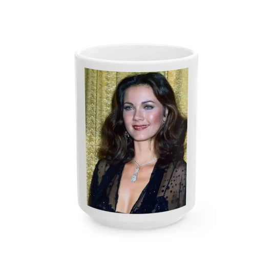 Lynda Carter #203.1 (Vintage Female Icon) White Coffee Mug 15oz - Go Mug Yourself