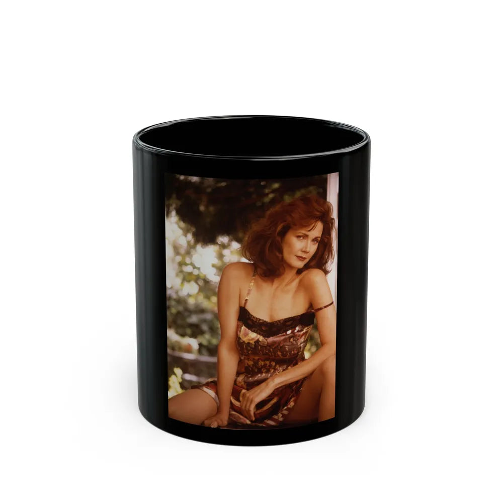 Lynda Carter #213 (Vintage Female Icon) Black Coffee Mug-11oz-Go Mug Yourself