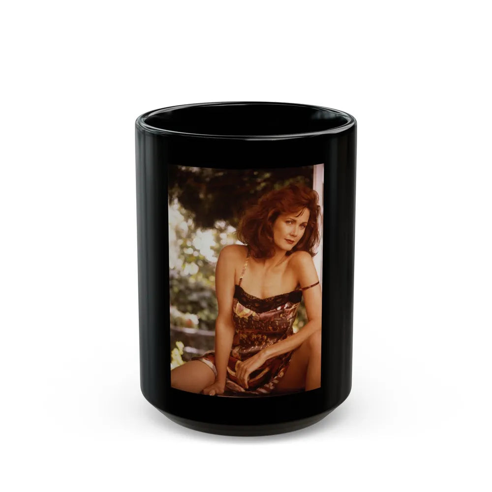 Lynda Carter #213 (Vintage Female Icon) Black Coffee Mug-15oz-Go Mug Yourself