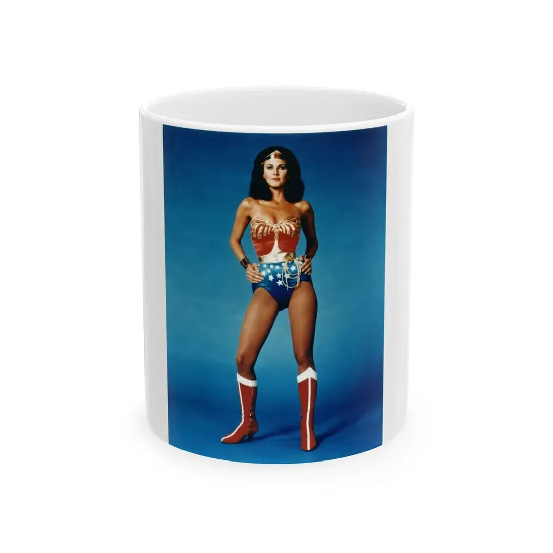 Lynda Carter #215 - Wonder Woman Photo (Vintage Female Icon) White Coffee Mug 11oz - Go Mug Yourself