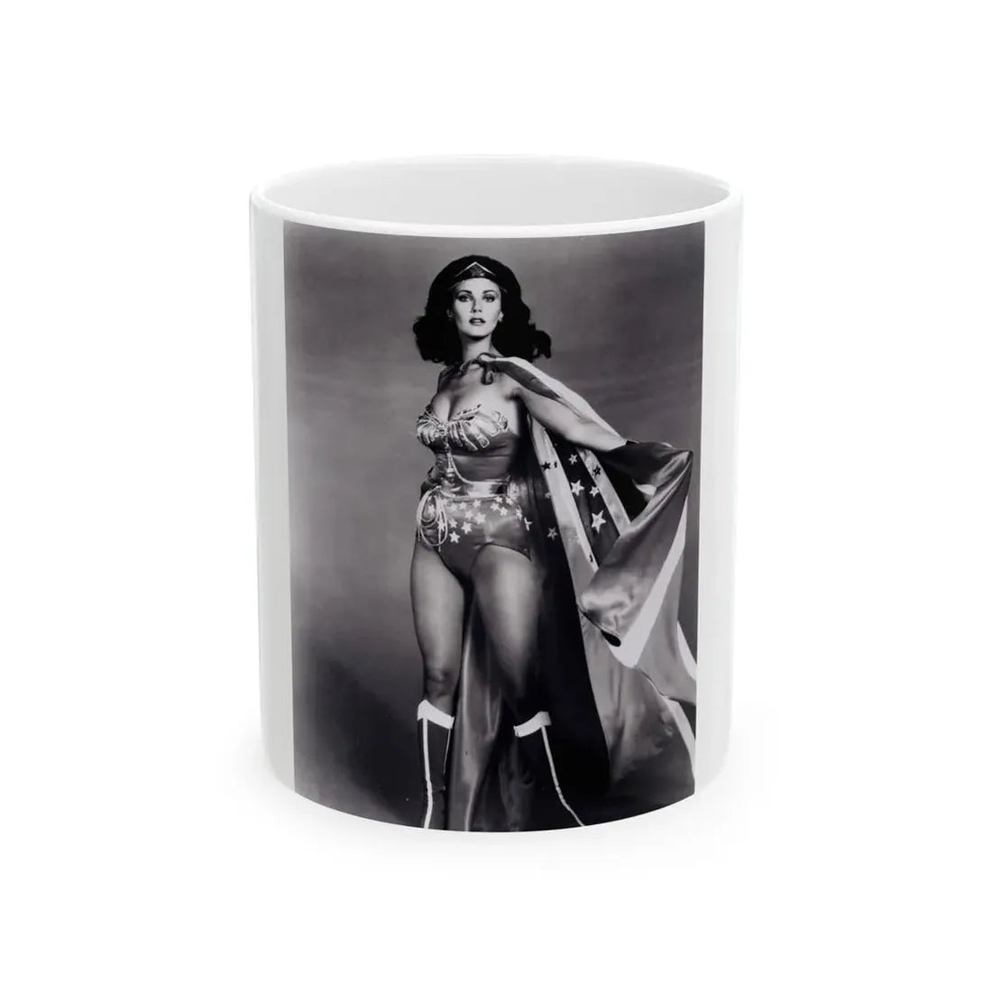 Lynda Carter #217 - Wonder Woman Photo (Vintage Female Icon) White Coffee Mug 11oz - Go Mug Yourself