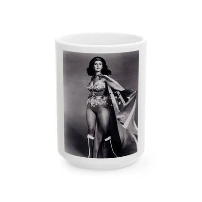 Lynda Carter #217 - Wonder Woman Photo (Vintage Female Icon) White Coffee Mug 15oz - Go Mug Yourself