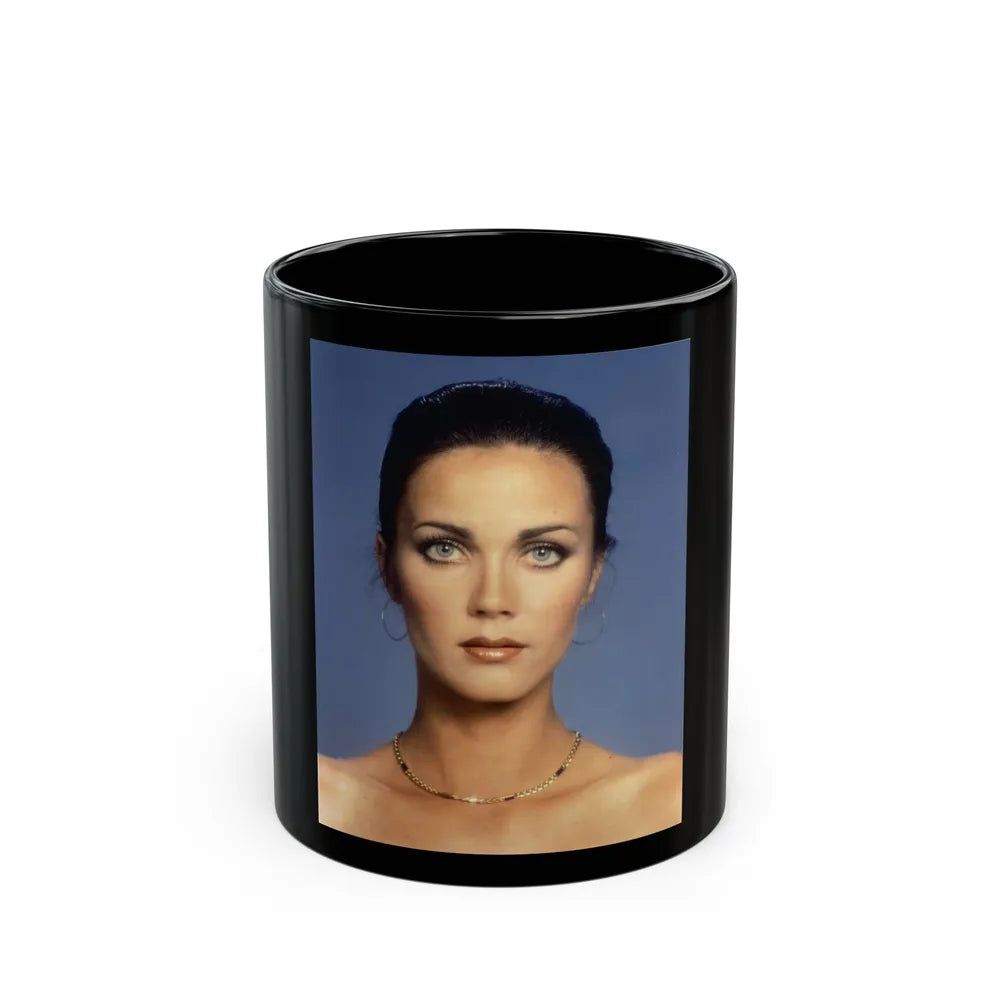 Lynda Carter #227 (Vintage Female Icon) Black Coffee Mug-11oz-Go Mug Yourself