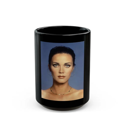 Lynda Carter #227 (Vintage Female Icon) Black Coffee Mug-15oz-Go Mug Yourself