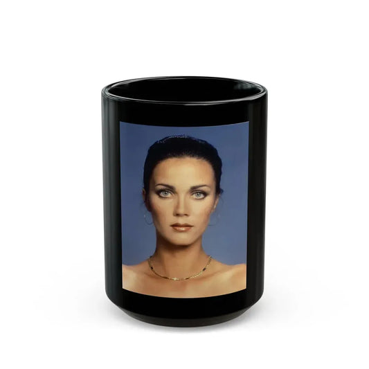Lynda Carter #227 (Vintage Female Icon) Black Coffee Mug 15oz - Go Mug Yourself