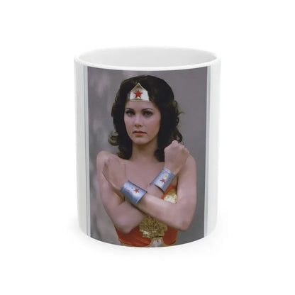 Lynda Carter #231 - Wonder Woman Photo (Vintage Female Icon) White Coffee Mug 11oz - Go Mug Yourself
