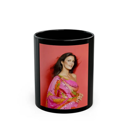 Lynda Carter #237 (Vintage Female Icon) Black Coffee Mug-11oz-Go Mug Yourself