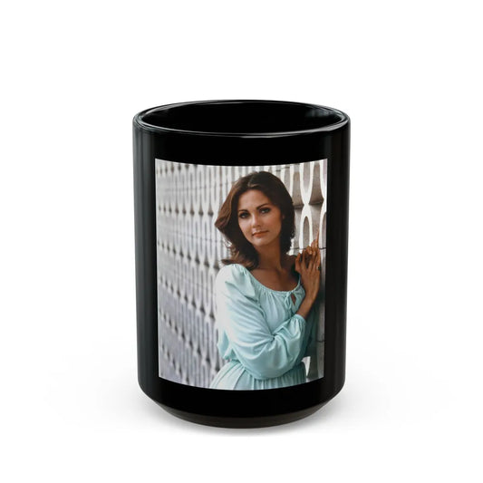 Lynda Carter #238 (Vintage Female Icon) Black Coffee Mug-15oz-Go Mug Yourself