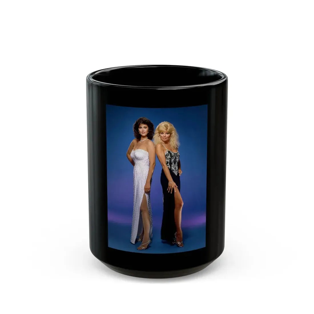 Lynda Carter #242 with, Loni Anderson (Vintage Female Icon) Black Coffee Mug 15oz - Go Mug Yourself