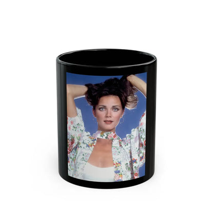 Lynda Carter #251 (Vintage Female Icon) Black Coffee Mug-11oz-Go Mug Yourself