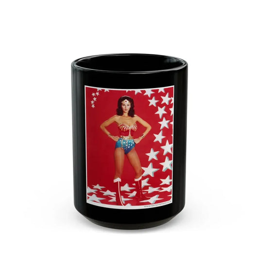 Lynda Carter #254 (Vintage Female Icon) Black Coffee Mug 15oz - Go Mug Yourself