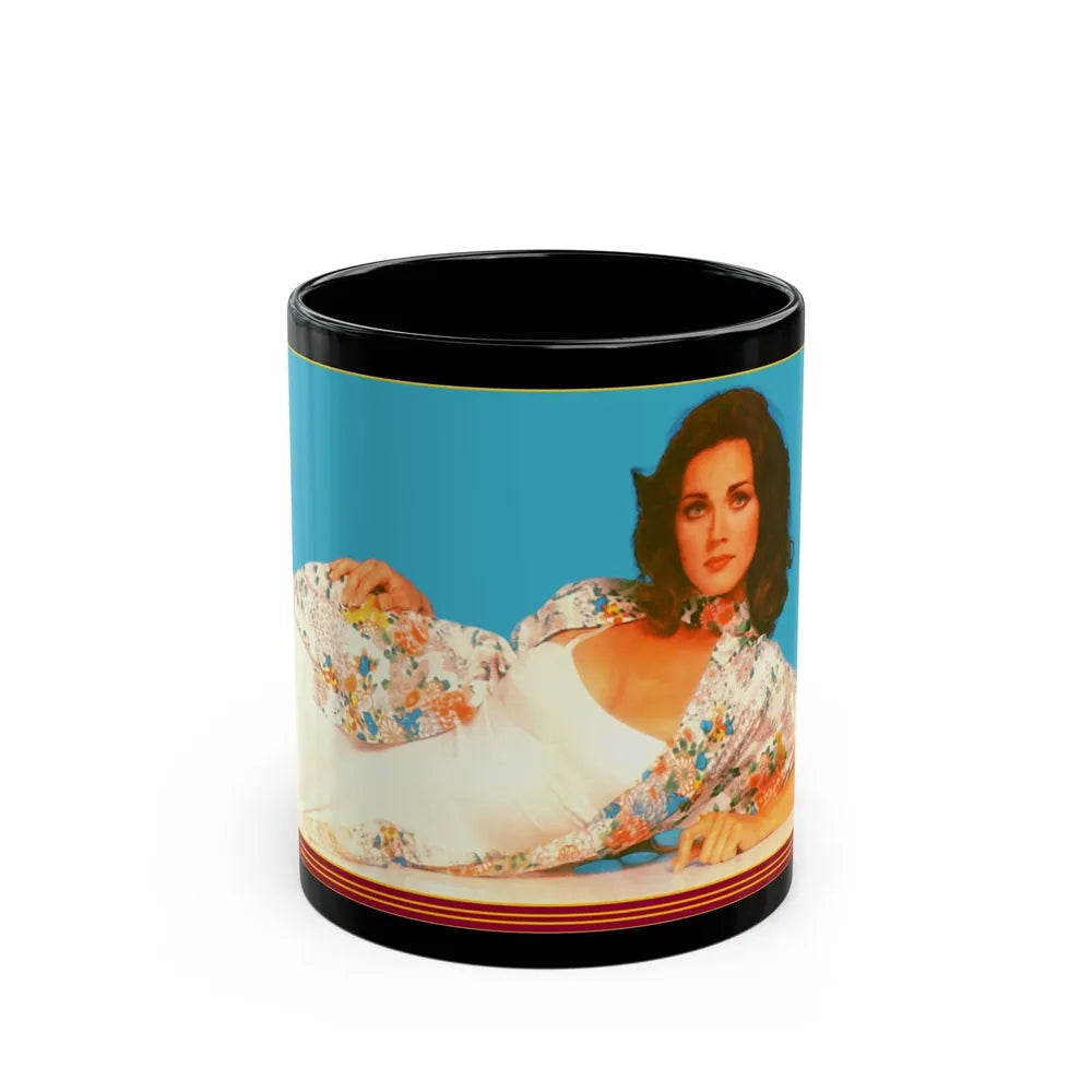 Lynda Carter #26 (Vintage Female Icon) Black Coffee Mug-11oz-Go Mug Yourself