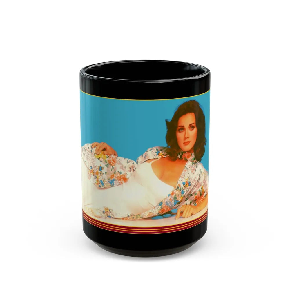 Lynda Carter #26 (Vintage Female Icon) Black Coffee Mug-15oz-Go Mug Yourself