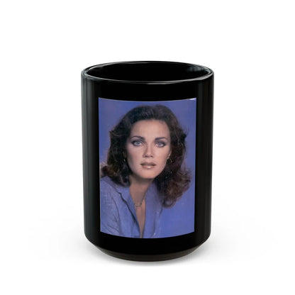 Lynda Carter #262 (Vintage Female Icon) Black Coffee Mug-15oz-Go Mug Yourself