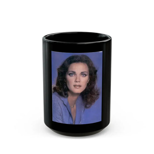 Lynda Carter #262 (Vintage Female Icon) Black Coffee Mug 15oz - Go Mug Yourself