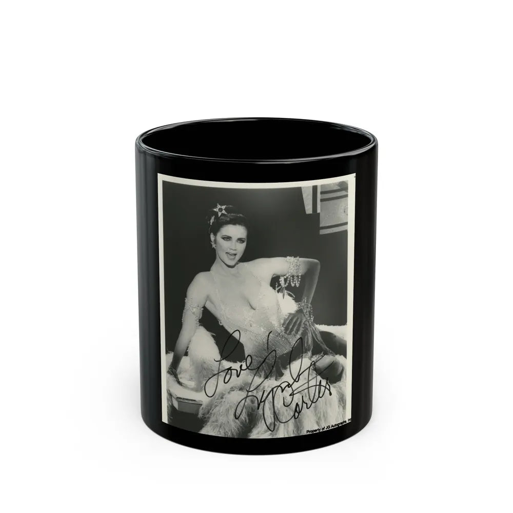 Lynda Carter #266 (Vintage Female Icon) Black Coffee Mug-11oz-Go Mug Yourself