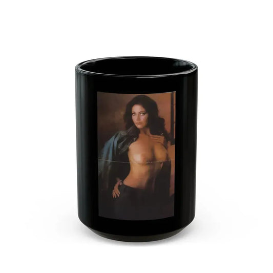 Lynda Carter #267 - Topless (Vintage Female Icon) Black Coffee Mug 15oz - Go Mug Yourself
