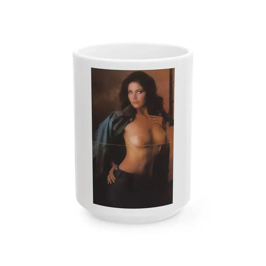 Lynda Carter #267 - Topless (Vintage Female Icon) White Coffee Mug 15oz - Go Mug Yourself