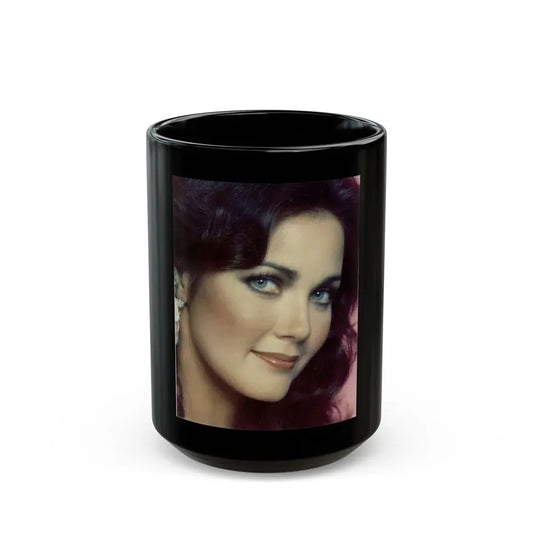 Lynda Carter #268 (Vintage Female Icon) Black Coffee Mug 15oz - Go Mug Yourself