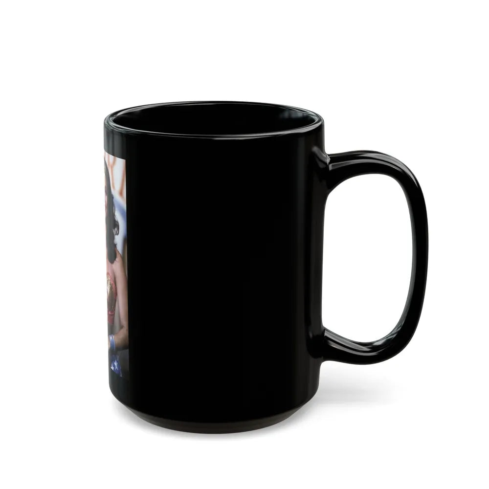 Lynda Carter #269 (Vintage Female Icon) Black Coffee Mug-Go Mug Yourself