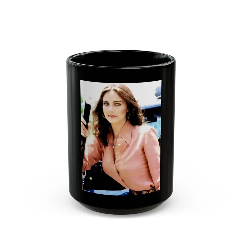 Lynda Carter #275 (Vintage Female Icon) Black Coffee Mug-15oz-Go Mug Yourself