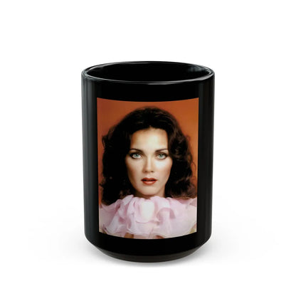 Lynda Carter #278 (Vintage Female Icon) Black Coffee Mug-15oz-Go Mug Yourself