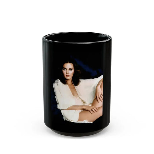 Lynda Carter #280 (Vintage Female Icon) Black Coffee Mug 15oz - Go Mug Yourself