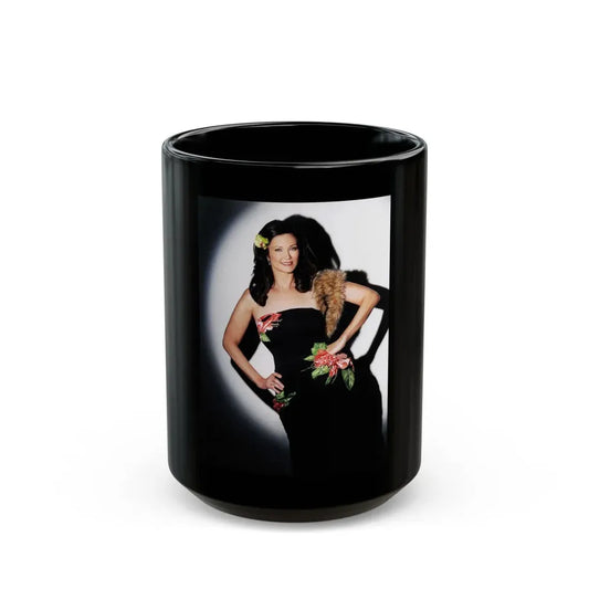 Lynda Carter #281 (Vintage Female Icon) Black Coffee Mug 15oz - Go Mug Yourself